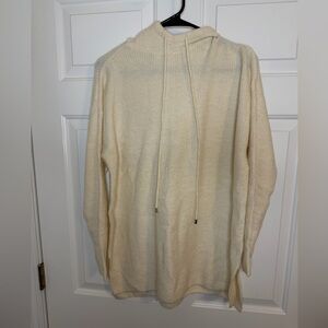 Elegant Cream hoodie Sweater for Women Woolen Bloom size Large